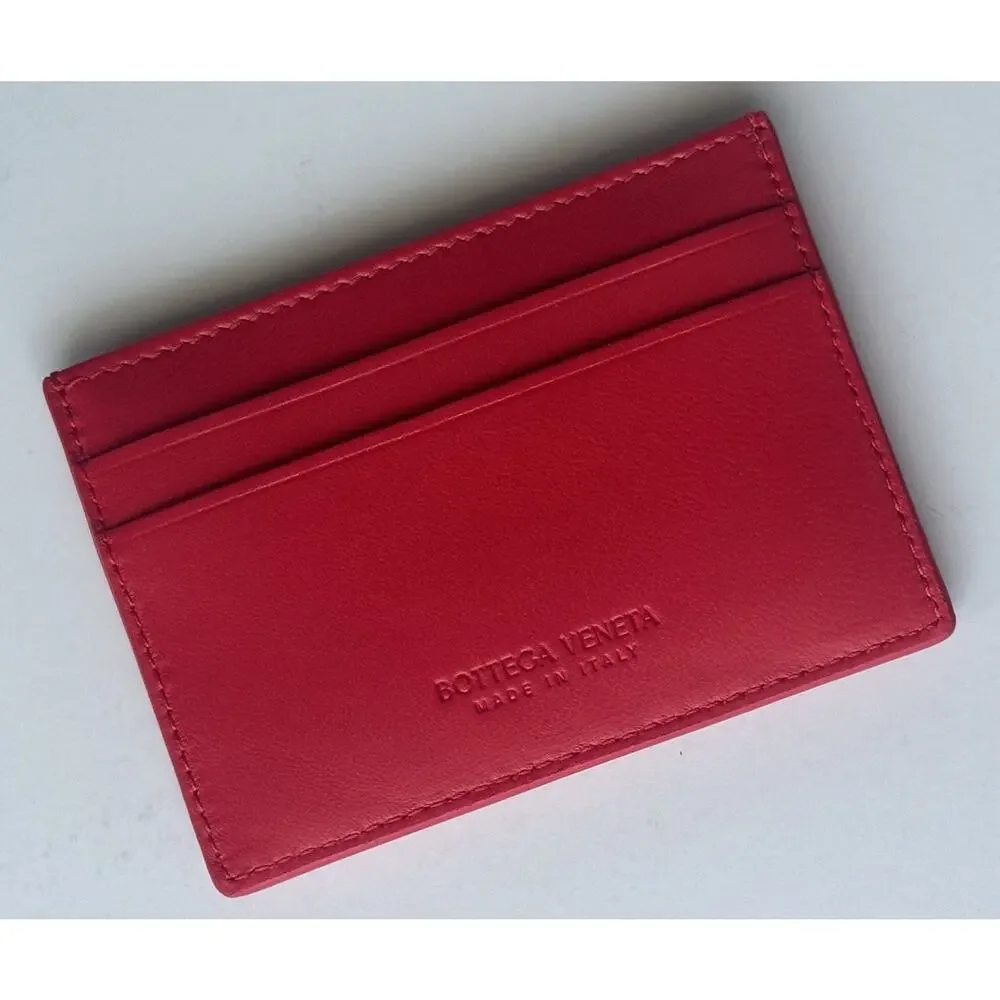 Bottega Veneta Intrecciato Quilted Leather Card Holder Red 701446 IT NWT $420